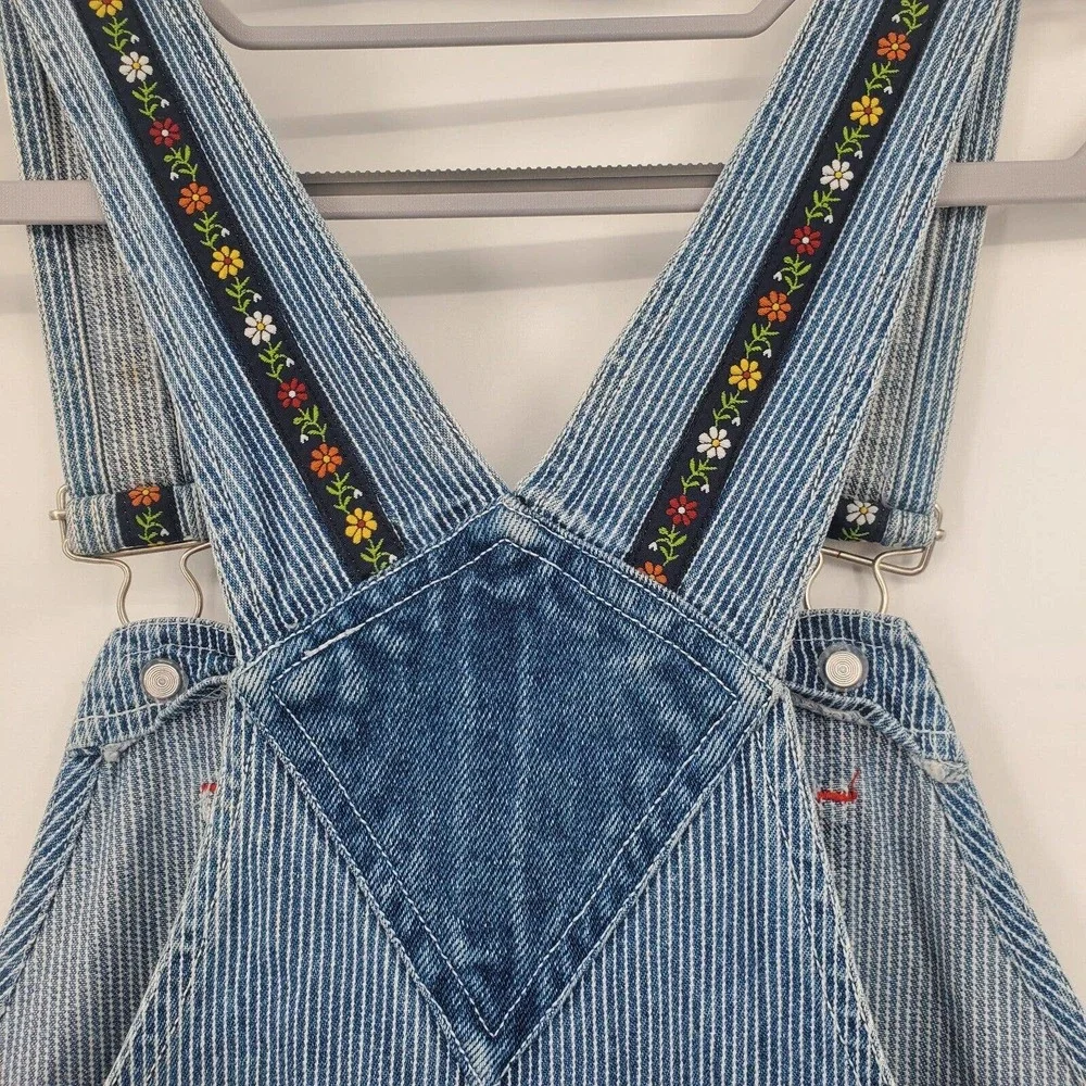 Vintage 1998 Looney Tunes Tweety Bird Denim Overalls Girls Size 10 Bibs‎ (30X21)